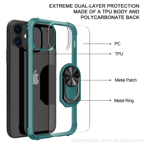 Sergeant TPU frame with PC back with 360 degree rotate ​Ring holder phone case